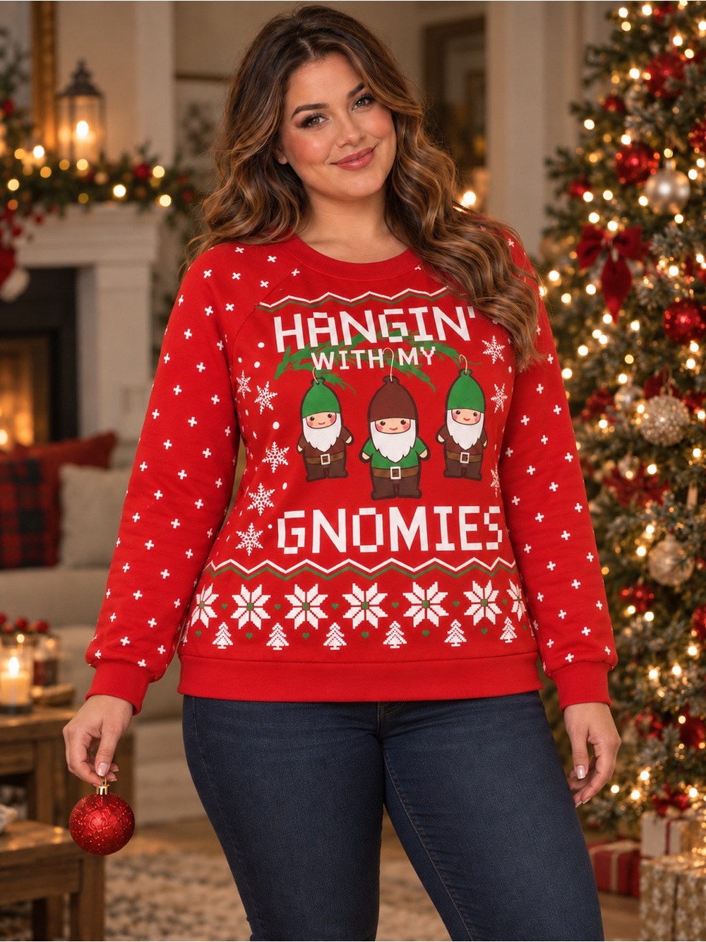 Freeze Red 'Hangin' With My Gnomies' Crewneck Sweater